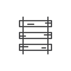 Sleepers and rails line icon, outline vector sign, linear style pictogram isolated on white. Old railway symbol, logo illustration. Editable stroke