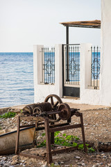 Old towing machine for fishing boats