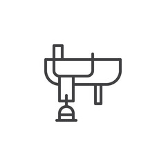 Cowboy western saddle line icon, outline vector sign, linear style pictogram isolated on white. Equestrian tools for horse riding symbol, logo illustration. Editable stroke