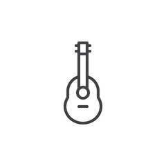 Acoustic guitar line icon, outline vector sign, linear style pictogram isolated on white. Ukulele symbol, logo illustration. Editable stroke