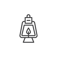 Oil lamp line icon, outline vector sign, linear style pictogram isolated on white. Symbol, logo illustration. Editable stroke