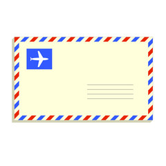 Snail mail letter in the envelope on white, flat vector illustration