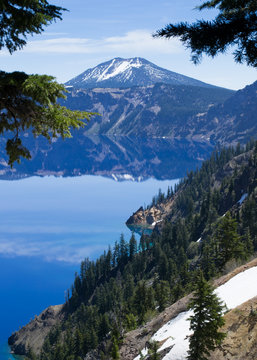 Reflections on the edge of Crater Lake