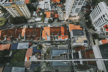 Top view street town in Penang, Malaysia