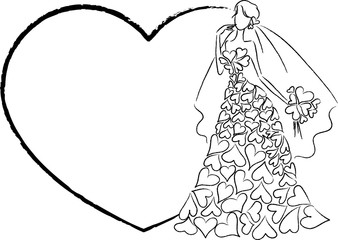 bride and heart shape design