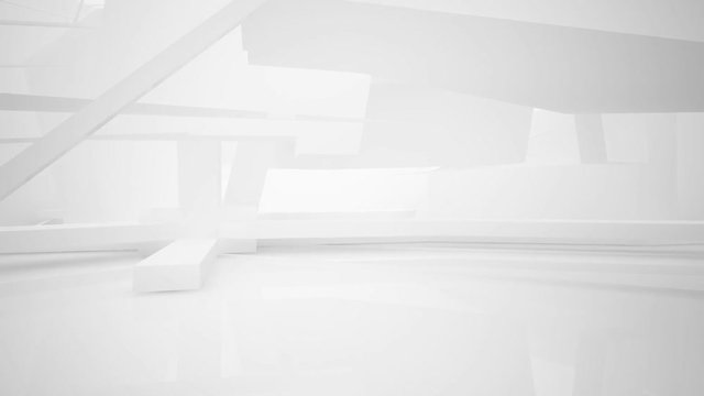 Abstract white and colored gradient glasses parametric interior  with window. 3D illustration and rendering.