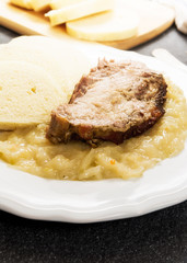 Pork dumplings and cabbage