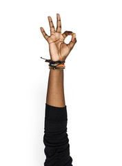 Hand raised up with okay symbol