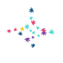 Cute vegetative pattern with simple small leaves for a greeting card or poster. Vector background for spring or summer design