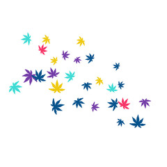 Cute vegetative pattern with simple small leaves for a greeting card or poster. Vector background for spring or summer design