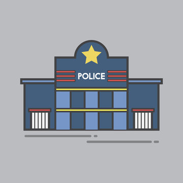 Illustration set of police station
