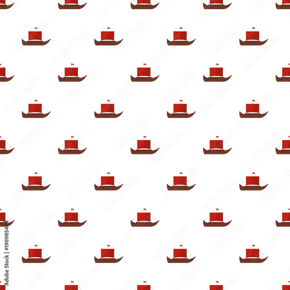 Poster ship ancient pattern seamless in flat style for any design