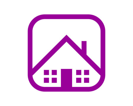 Purple House Roof Housing Home Residence Residential Residency Real Estate Image Vector Icon