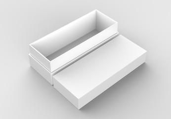 Elegant box mock up isolated on soft gray background. 3D illustrating.