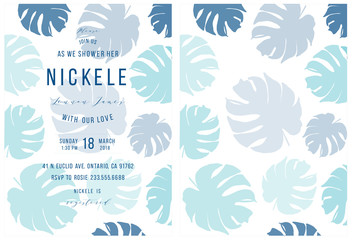 Modern Hand drawn of monstera,tropical leaves background for baby shower invitation,wedding invitation,thank you cards,tags,printing,wallpaper,greeting cards,stationery design.