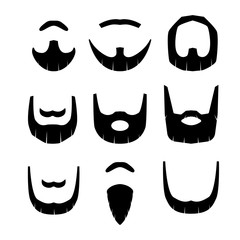  Beard set  isolated on white background vector illustration.