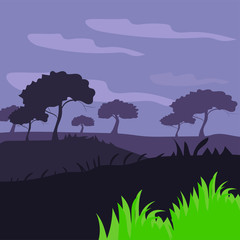 Vector illustration night sky landscape