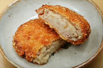 A Japanese deep fried dish , Japanese croquette  ,Korokke 