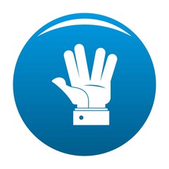 Hand hello icon vector blue circle isolated on white background 