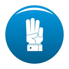 Hand three icon vector blue circle isolated on white background 