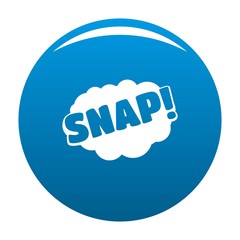 Comic boom snap icon vector blue circle isolated on white background 