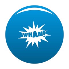 Comic boom wham icon vector blue circle isolated on white background 