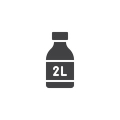 Two liter bottle icon vector, filled flat sign, solid pictogram isolated on white. Symbol, logo illustration.