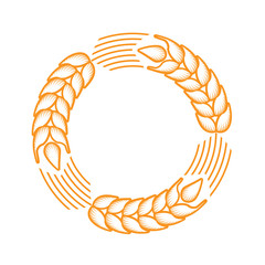 Round frame with border made of ears of wheat