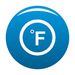 Fahrenheit icon vector blue circle isolated on white background 