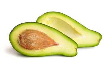 half avocado isolated on white background close-up