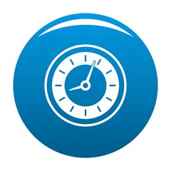 Clock icon vector blue circle isolated on white background 