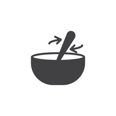 Mortar and pestle icon vector, filled flat sign, solid pictogram isolated on white. Crushing and grinding ingredients symbol, logo illustration.