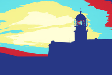 Lighthouse in pop art poster style