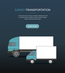 Blue Cargo Delivery Truck Isolated on Dark Background	