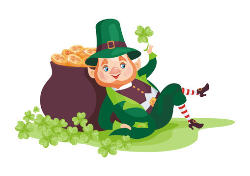 Image of a leprechaun in cartoon style. Saint Patrick’s Day illustration isolated on the white background.