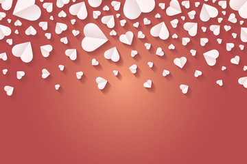 Many hearts vector icon, Frame of white heart on the red background, Frame by paper cut of heart shape, Logo of valentine day and love symbol.