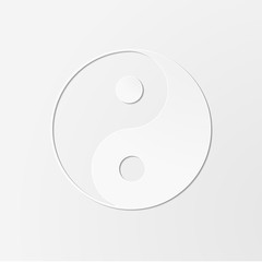 White paper cut yin yang symmetry symbol