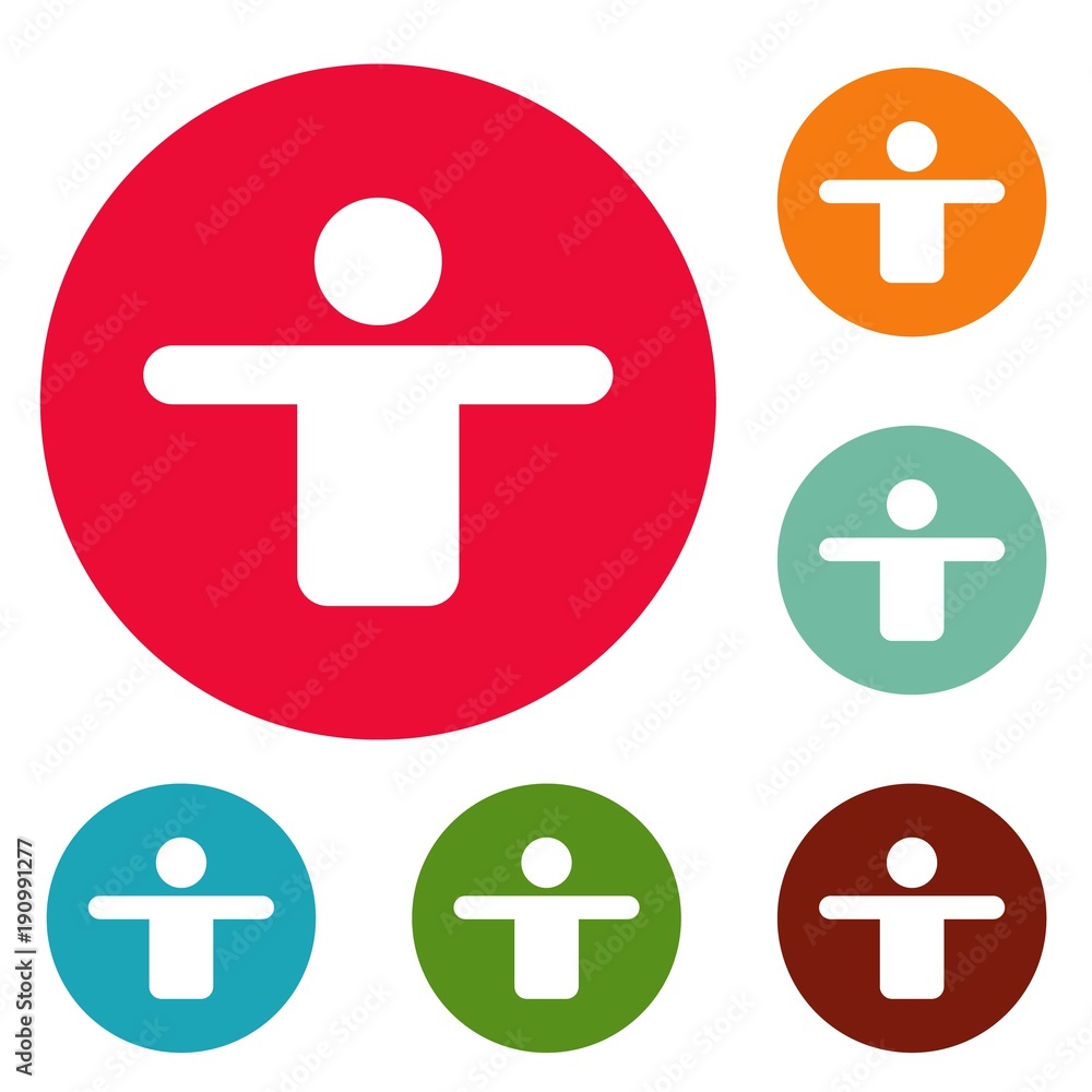 Poster man icons circle set vector isolated on white background
