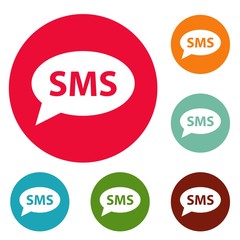 SMS icons circle set vector isolated on white background