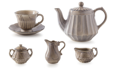 Ceramic Teapot set isolated on a white background