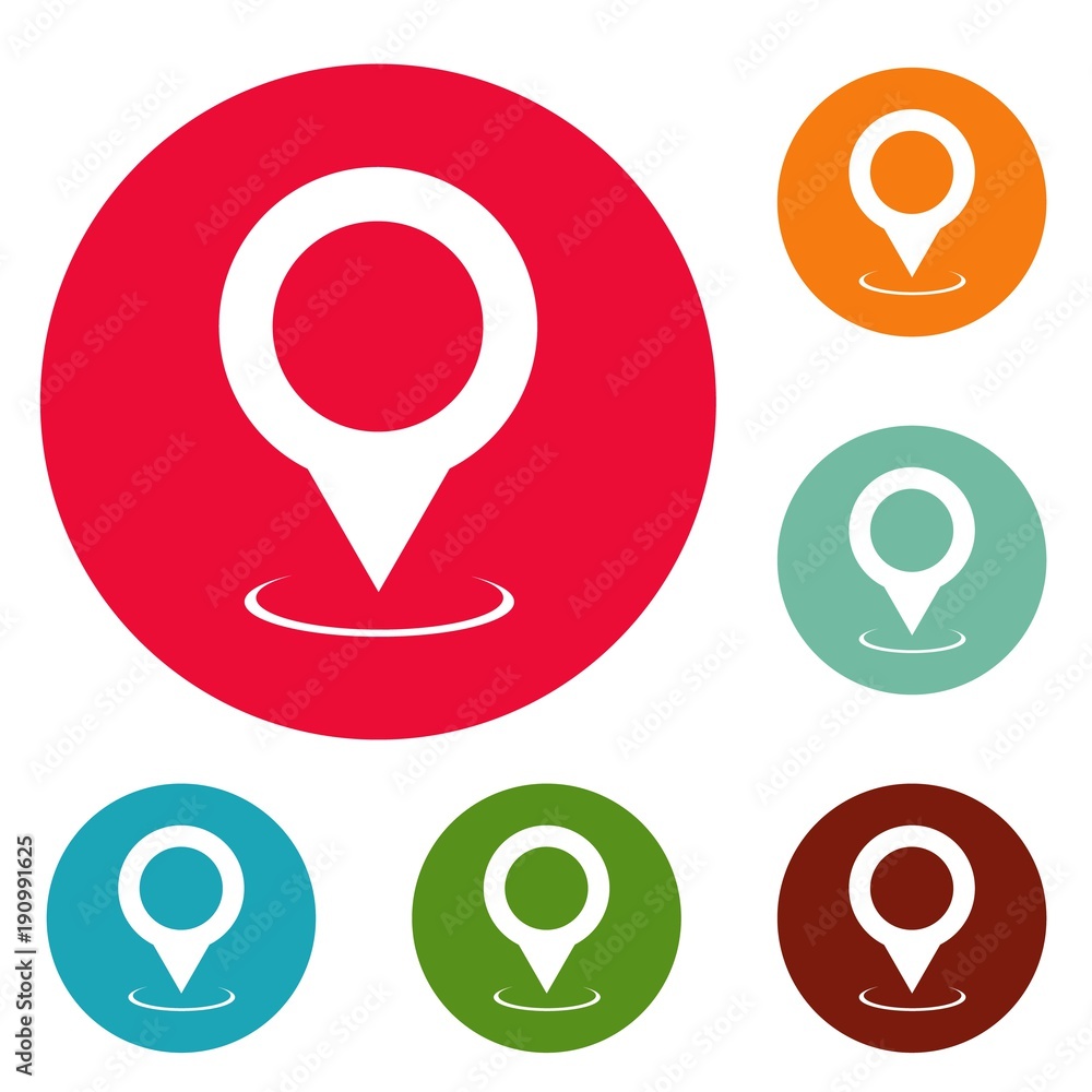 Aufkleber map pointer icons circle set vector isolated on white background