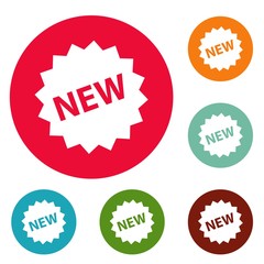 New sign icons circle set vector isolated on white background