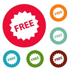 Free sign icons circle set vector isolated on white background