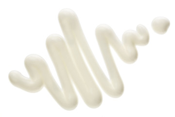 sour cream isolated on white background. Top view. Flat lay