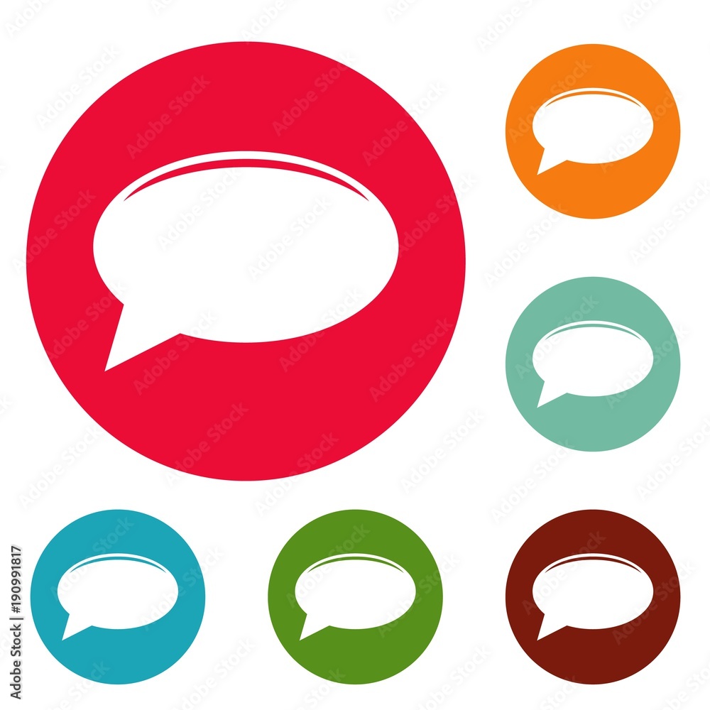 Poster chat icons circle set vector isolated on white background