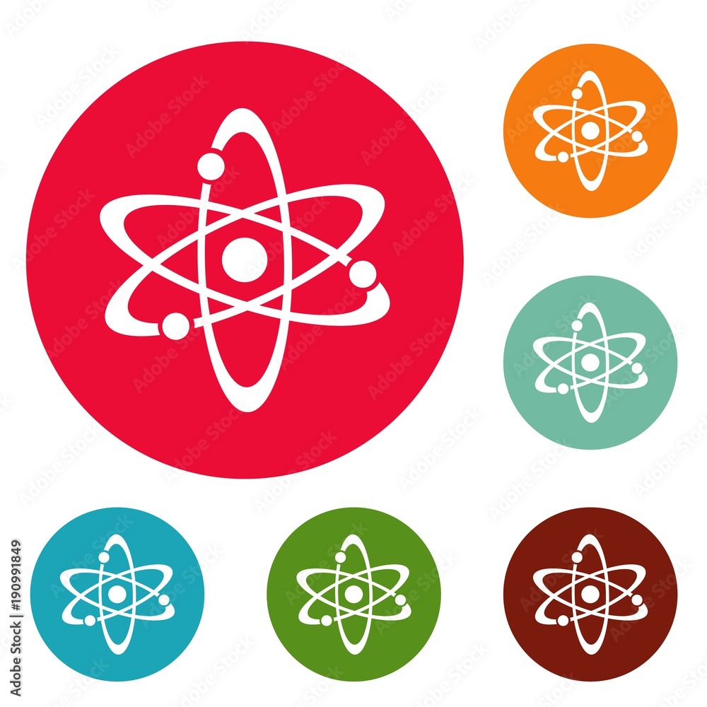 Poster atom icons circle set vector isolated on white background