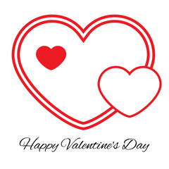 Three hearts. Romantic love symbol of valentine day. Vector illustration
