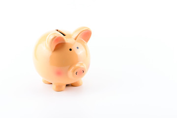 One piggy bank on white background