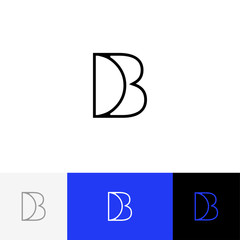 B and D vector. Minimalism logo, icon, symbol, sign from letters d and b. Flat logotype design with blue color for company or brand.