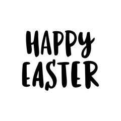 Inscription: Happy Easter, hand-drawing of ink on a white background. It can be used for card, mug, brochures, poster, template etc.